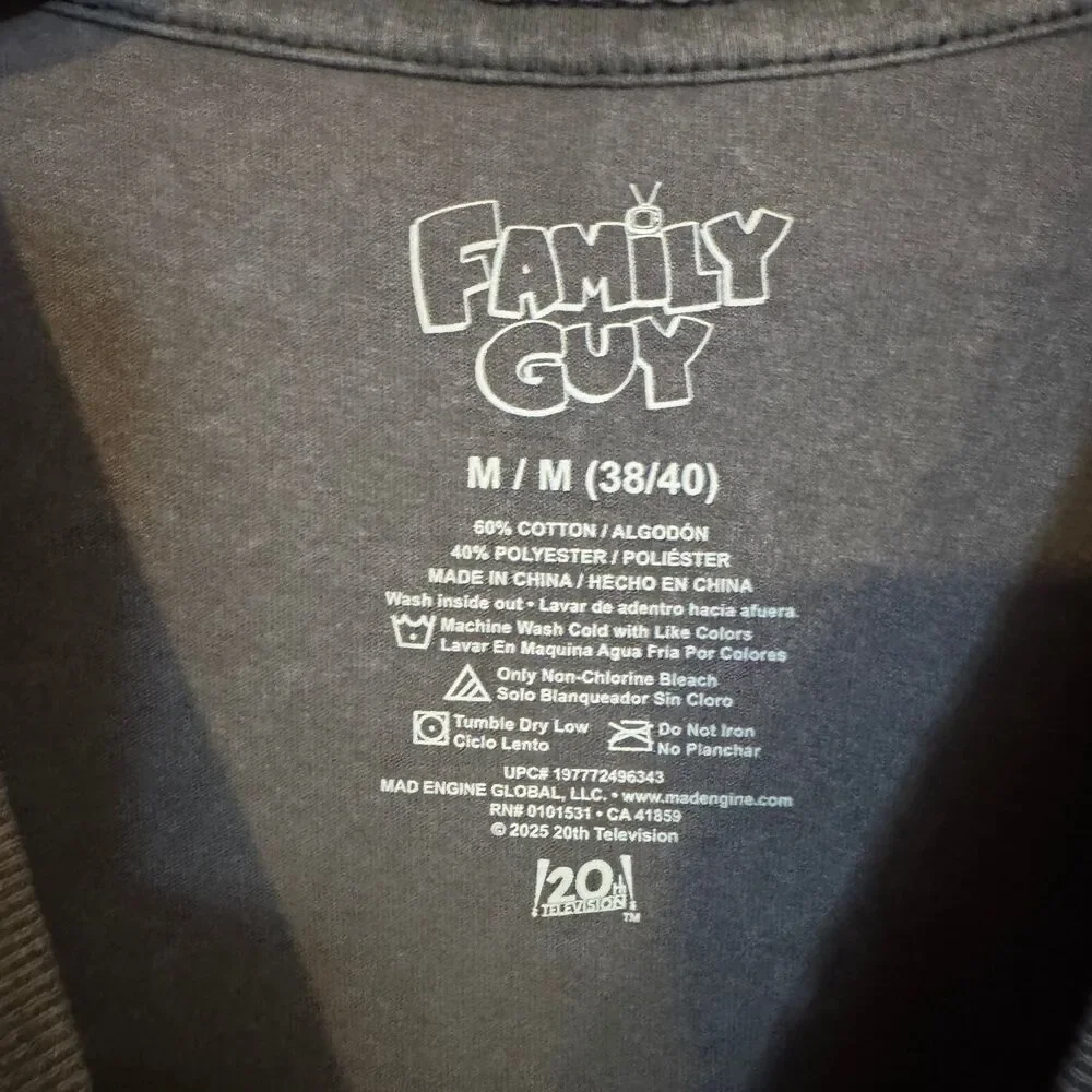 Family Guy T-Shirt Men's Charcoal Gray Medium Brian Griffin Cotton Blend